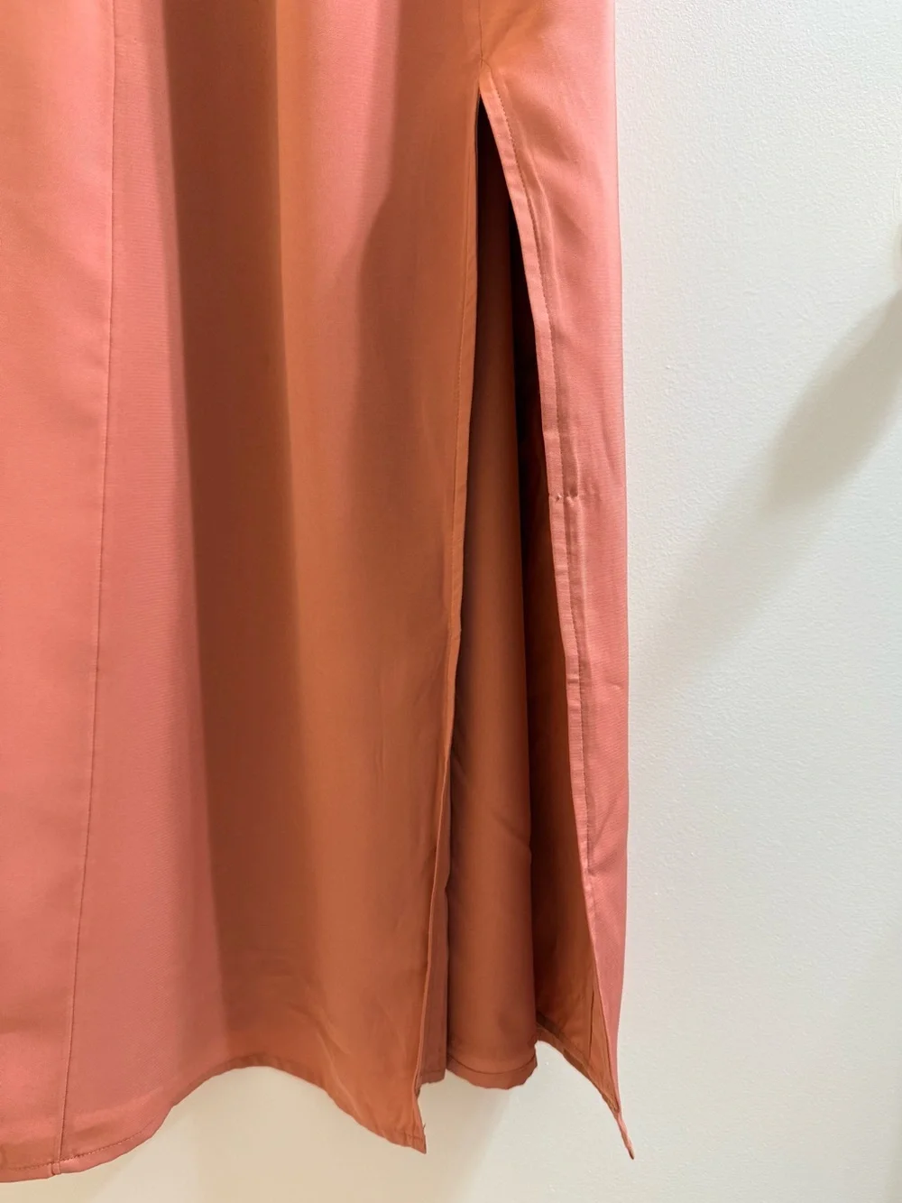 Abercrombie & Fitch Twist-Front Smocked Midi Dress Coral Thigh Slit- Size XS